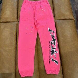 Spider P*NK! Sp5der Pink/Black Sweatpants Cuffed Joggers for Men Size Large